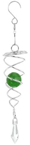 PATIKIL 8 Gazing Kugel Spirale Ende Dekorative Windräder 1 Kristall Glas Kugel mit Drehhaken Hängende Dekoration für Innen Außen Garten Dekoration Grün