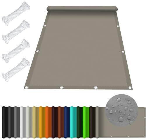 Voile d'ombrage Rectangulaire 3 x 8 m Imperméable Protection UV 98% Résistant aux UV Brise Vue Polyester pour Patio Jardin Terrasse, Taupe
