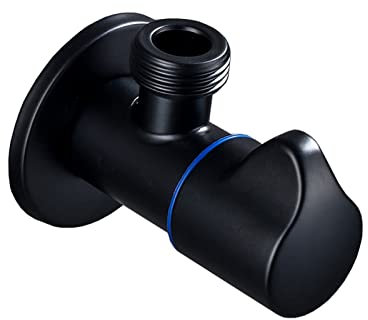 Isolation Water valves，Shower Connector， Angle Valve,Angle Valve 1/2 Inch,Black Corner Valves,Brass,Sink Isolation Valves,Faucet Diverter Valve Adapter for Dishwasher,for Sink,Black A (Color : Black