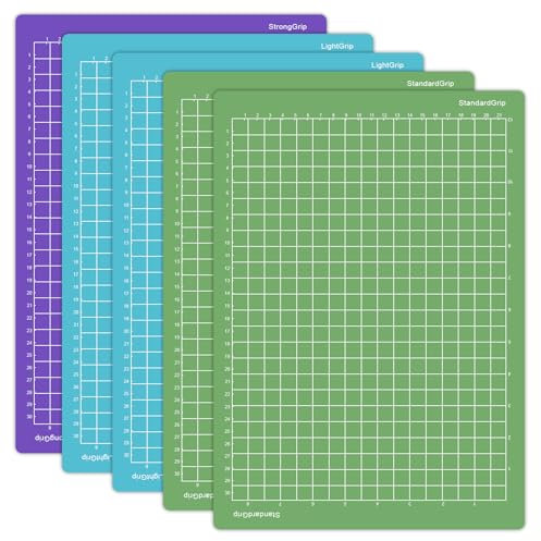 ANBOWEI Schneidematte für Cricut Joy Xtra 5 Stück Ersatzkleber Klebrige Schneidematten 8,5x12 Zoll Rutschfester Plotter Matte Selbstklebende Cutting Mat - LightGrip,StandardGrip,StrongGrip