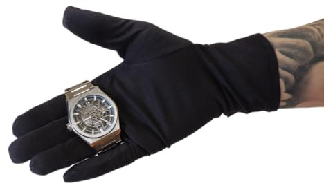 KD89 Handschuhe aus Mikrofaser, schwarz, Heli, für Uhrmacherei, Schmuck, Manipulation von Schmuck und Uhren, für Sammler, Profis oder Amateure, Schwarz , M