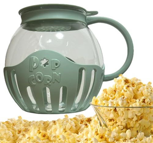 Borosilicate Glass Popcorn Maker Machine - Multifunction Microwave Popper Bowl With Lid - Dishwasher Safe