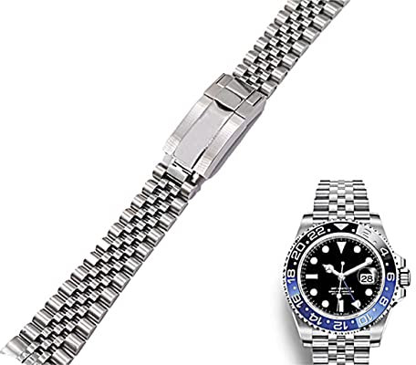 TIME WARRIOR Rolex Jubilee Uhrenarmband 20 mm – Edelstahl – für Modelle Submariner GMT-Master Armband für Datejust Daytona ohne Logo, Large, Edelstahl