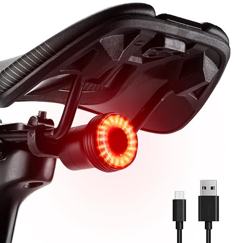 Bremsrücklicht | LED Rücklicht Fahrrad | USB-C Aufladbar Fahrradlicht Hinten | StVZO Standard Fahrrad-Bremslicht | Fahrradbeleuchtung | Intelligente Rückleuchten mit 5 Lichtmodi