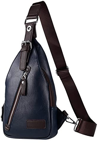 Notebook Handytasche Mit GeldböRse Zum UmhäNgen koreanische Herren große Kapazität modische Reißverschluss Brust Reitumhängetasche Aktentasche GeldböRsen (Blue, One Size)