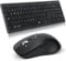 M9300 Kabelloses Tastatur Maus Combo, 2-in-1 USB Empfänger und Zwei Bluetooth, 18-Monate Batterielaufzeit, Deutsches QWERTZ-Layout für Computer, Laptops,PC, Büros