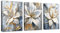 WENGTIAO 3Pcs Weiß Grau Gold Lilien Blumen Leinwand Bilder Kunstdrucke Gerahmtes Bild Aesthetic Minimalistisch Geblümt Malerei Wandbilder auf Leinwand Wohnzimmer Schlafzimmer Wanddeko 30x40 cmx3