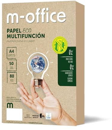 Recyclingpapier, DIN A4, 80 g, Papier für Kopierer und Drucker, 1 Packung mit 50 Blatt A4, 100% Recyclingpapier, m-office (50 Blatt)