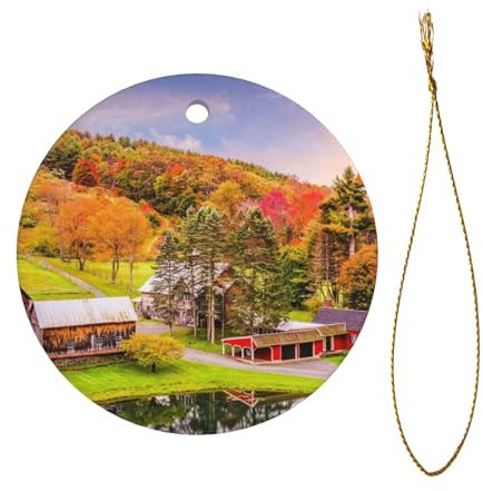 Keramik-Anhänger mit Landhaus-Muster, Weihnachtsbaumschmuck, personalisierbar