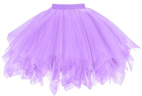AUYAO Jupe en Tulle Femme, Adulte Jupe Tutu 3 Couches, Rétro Année 80 Fête Halloween Carnaval Costume, Accessoire Fluo Danse Habiller Soirée Jupette Danse Classique Princess Dance Jupe (Violet Clair)