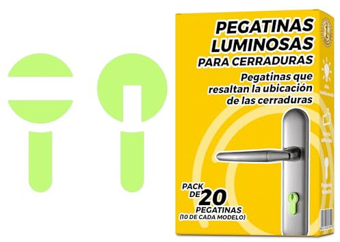 Pegatinas Fluorescentes para Cerraduras – Cinta Adhesiva Fluorescente que Brilla en la Oscuridad – Adhesivo Fotoluminiscente para Facilitar Inserción de Llave en la Cerradura (Pack 20)