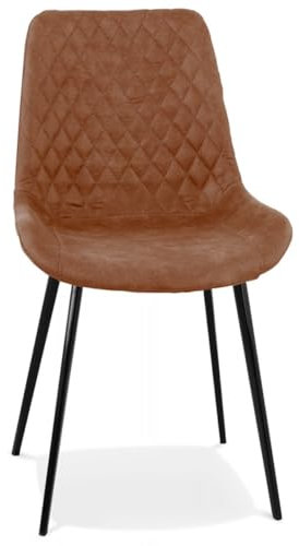 KADIMA DESIGN Designerstuhl Taichi aus Metall mit Textilbezug | Esszimmerstuhl in Braun Schwarz für Wohnzimmer | Bürostuhl mit weichem Mikrofaserbezug | Moderner Stil | 52x59x82 cm Kollektion