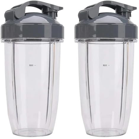 TFNVYQQZ Recipiente For Mezclar, Compatible con Nutribullet, For Licuadora, Batidora Y Exprimidor De 600 W, 900 W, NB-101B, Serie 900 Pro, 2 Vasos Altos De 24 Oz, Tapa Abatible For Llevar.(2set)