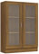 Rustikales Bücherregal mit Glastüren und Regalen, CD-Aufbewahrungseinheit, Sideboard, Organizer, Schrank für Wohnzimmer, Heimbüro, braune Eiche, 115 cm H