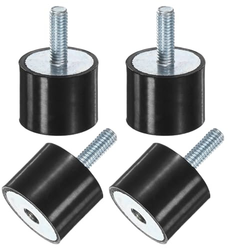 M METERXITY 4-Pack Rubber Mounts D25mmxH20mm Male/Female Vibration Isolators Cylindrical Shock Absorber W M6 x 18mm Studs for Air Compressor/Car/Pump/Boat/Garage Motor/Bobbins Rubber Isolators