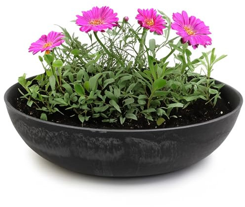 matches21 HOME & HOBBY Pflanzschale für draussen in schwarz marmoriert 30 x 9 cm als wetterfeste Blumen-Schale