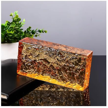 Briques de cristal rectangulaires, Briques de verre multicolores 7,8 x 3,9 x 1,9 pouces(Orange)