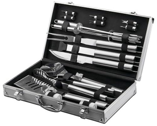 Grillbesteck-Set Aus Edelstahl, 18-teilig, Robustes Grillzubehör, Tragbares Camping-grillbesteck, Hitzebeständiges Und Rostbeständiges Grillset, Geschenkset Zum Kochen Im Freien