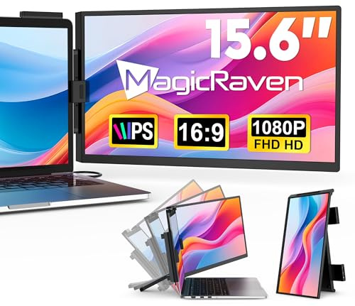 MAGICRAVEN Monitor Portátil, Extensor Pantalla Portatil 15,6 FHD 1080P IPS Pantalla, HDMI USB C Portable Monitor Plug and Play, Funciona con Portátiles de 14-16 Mac Windows Android Chrome Teléfono