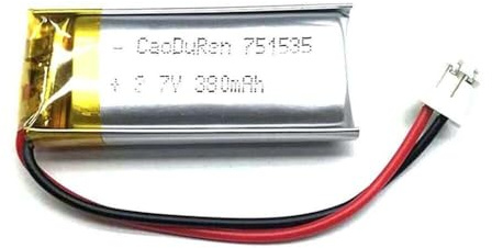 Ekrvuzg 2pcs 3. 7V 380mAh 751535 751635 Li Ion Li Polymer With 2. 0 JST 2Pin Connector Compatible With MP3 Players Cameras GPS Devices Watches Mobile Power Banks Tablets MP4 Players