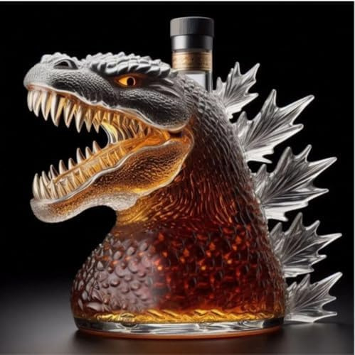 300ML Whiskey Decanter Bottle Glass - Dinosaur Monster Design Art Statue | Decorative Liquor Bottle Holder for Home Bar, Dining Room