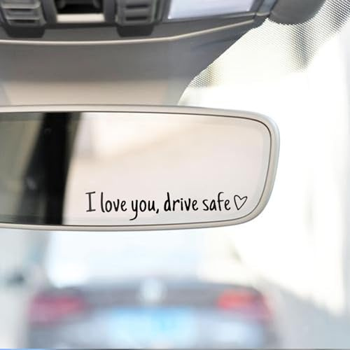 4 Stück I Love You Driving Safe Spiegel Aufkleber,Schwarz Vinyl-Aufklebers | Drive Safe I Love You Spiegelaufkleber mit Herz für Rückspiegel und Fenster,Sticker Aufkleber Spruch,Autozubehör,Geschenke