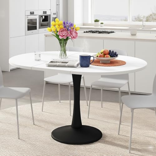Runder Esstisch ausziehbar 100/140x40x75cm, Esszimmertisch/küchentisch für 2-6 Personen, Stilvoller Couchtisch/Holztisch, Runder tisch/ausziehtisch für Küche,Wohnzimmer,Esszimmer (Zweifarbiger Stil 2)