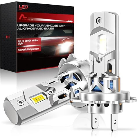 AUXIRACER H7 LED Bombillas, 32000LM 6500K Blanco frío 120W, 2026 H7 LED Lámpara Faros de coche y Moto con Ventilador de Refrigeración, 1:1 Mini Tamaño, 2 Piezas