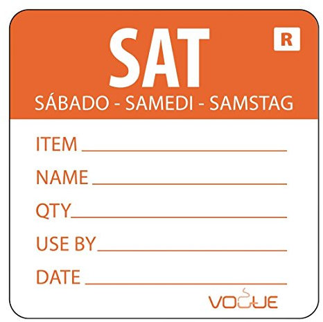 Hygiplas Removable Food Sticker (500 pack) - Date Saturday Label, Easy Peel Off, No Residue L071