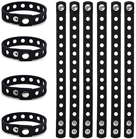 GOGO 10 Stück Silikon Armbänder mit Löchern für Charms Verstellbare Gummi Armbänder für Schuhanhänger Partyzubehör- Schwarz
