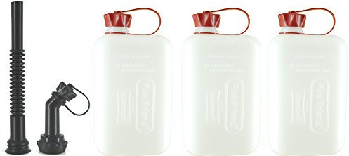FuelFriend®-BIG CLEAR max. Jerrican de 2,0 litres avec homologation UN - 3 pièces à un prix spécial + Kit de tuyaux de sortie - parfait pour les motos, les voitures et plus encore