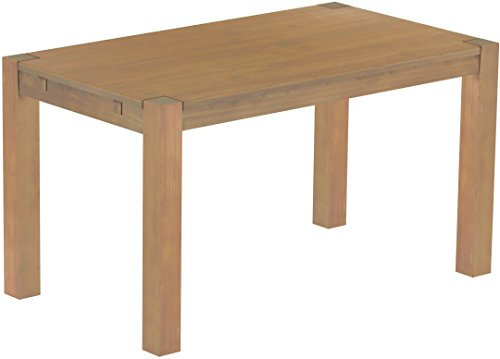 Esstisch Rio Kanto 140x80 cm Eiche Natur Pinie Massivholz Größe und Farbe wählbar Esszimmertisch Küchentisch Holztisch Echtholz vorgerichtet für Ansteckplatten Tisch ausziehbar Brasilmöbel