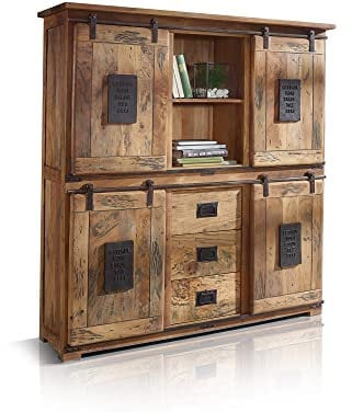 moebel-eins Bristol Highboard IV, Material Massivholz, Mango rustikal