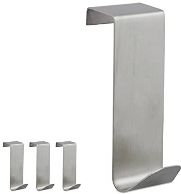 Relaxdays 12 x Türhaken Edelstahl, zum Einhängen, rostbeständig, S-Haken, Türkleiderhaken, für 2 cm Türfalz, Türaufhänger, silber