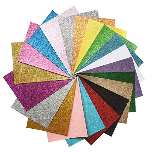 YXJD 20Pcs Filzstoff Farbig Bastelfilz Glitzer Vliesstoff DIY Handwerk Projekte Patchwork Stoffe Filz Paket zum Handwerk 21 x 30cm
