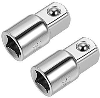 sourcing map 2 Pcs 3/8 Inch Drive (F) x 1/2 Inch (M) Socket Adapter, Female to Male, Cr-V (Silver)