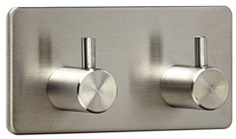 2 x Garderobenhaken PANDORA 2-fach (90 x 45 x 29 mm) Edelstahl rostfrei selbstklebend 3M für Küche & Bad Hakenleiste Handtuchhaken von SO-TECH®