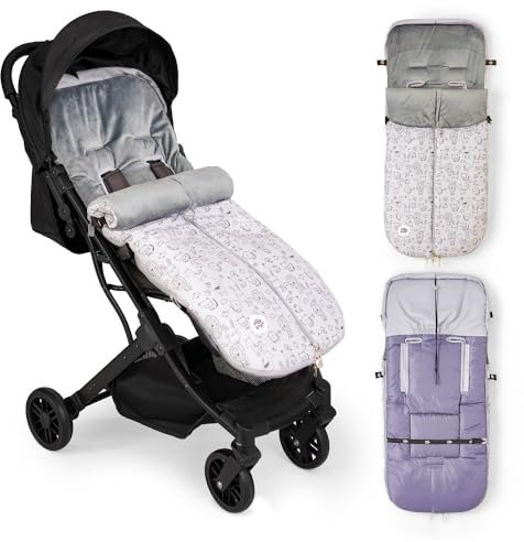 INTERBABY Universal Fußsack Kinderwagen Winter | Weiche, Warme, Wintersack Kinderwagen | Abnehmbare fußsack, Doppelte Öffnung, Leicht zu Waschen, Antiallergene Materialien, Animalitos Grau