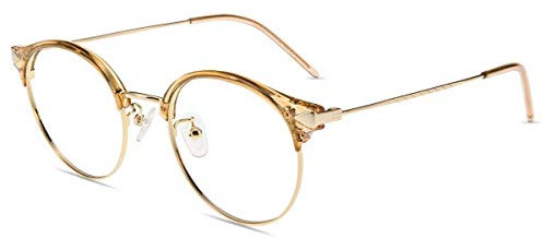 Firmoo Blaulicht Lesebrille 2.0x für Damen Herren, Anti Blaulicht Computerbrille mit Sehstärke, Runde Transparente Lesehilfe Blaulicht Schutzbrille Blendfrei Kratzfest