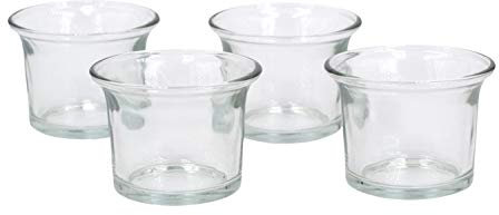 Creativery Teelichtgläser 63x45 mm Set 4 Stück Teelichthalter Glas mit geschwungenem Rand Tulpenform Farbauswahl: klar/transparent