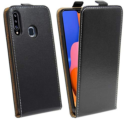 cofi1453® Flip Case kompatibel mit Samsung Galaxy A20S (A207F) Handy Tasche vertikal aufklappbar Schutzhülle Klapp Hülle Schwarz