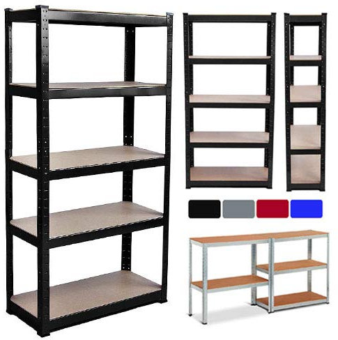 BRIEFNESS Heavy Duty 5 Tier Boltless Shelving Unit,180cmx90cmx40cm Greenhouse Shed Garage Utility Home Storage Rack, Black, 175KG Per Shelf 875KG Capacity, 5 Year Warranty UK Stock