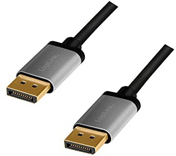 Logilink CDA0101 - DisplayPort Anschlusskabel 4K/60 Hz, Alu, schwarz/grau, 2 m