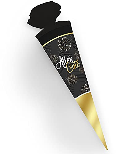 Trötsch Geschenkverpackung Geschenk Zuckertüte Alles Gute schwarz und gold: Geschenkform Geschenkverpackung