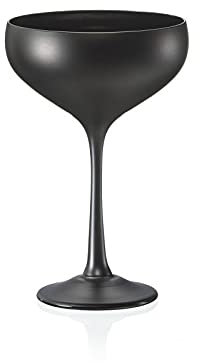 Crystalex Sektschale Coupe Praline Coffee schwarz Kristallgläser 4er Set, 180 m
