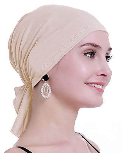 osvyo Foulard chimio en bambou pour femmes souffrant de perte de cheveux - Turban dans un emballage scellé, Lumière en bambou, sable dollar, taille unique