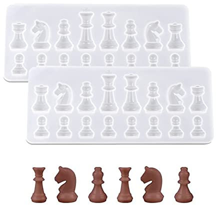 QIUMING Silicona de Ajedrez Molde Tablero de Ajedrez Molde Internacionales de Ajedrez de Molde Bricolaje Ajedrez de Molde Adecuado para Manualidades, Decoraciones de Regalos, Actividades para Padres
