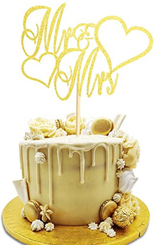 Arthsdite Tortenaufsatz Mr and Mrs, Braut- und Bräutigam-Schild, Hochzeit, Verlobung, Jahrestag, Kuchendekoration, goldfarben glitzernd