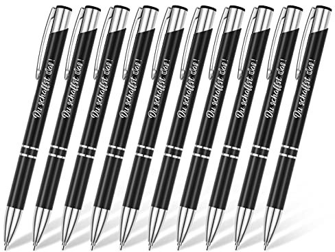 OXYEFEI Kugelschreiber mit Gravur Metall, 10 Stück Kugelschreiber Set Hochwertig Druckkugelschreiber 10er Blau Ersatzminen für Einfaches & Weiches Schreiben