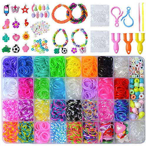 SansRealmL Gummibänder Set,Loom Bänder Set für Kinder, DIY Gummibänder Set für Armband,Loom Bänder Set,Aufbewahrungsbox Strickwerkzeu, Box Set Kinderspielzeug Weihnachten Geschenk für Mädchen